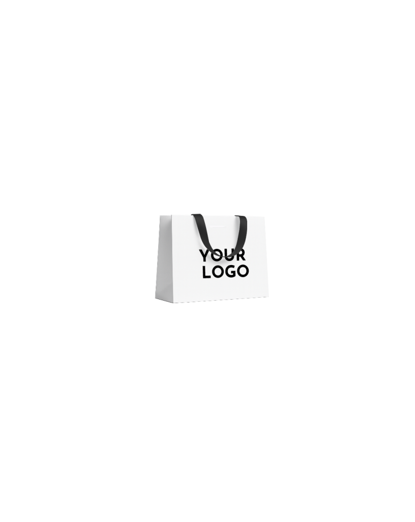 Luxe witte papieren tas - Handvat Zwart Lint - S (25x10x20CM)