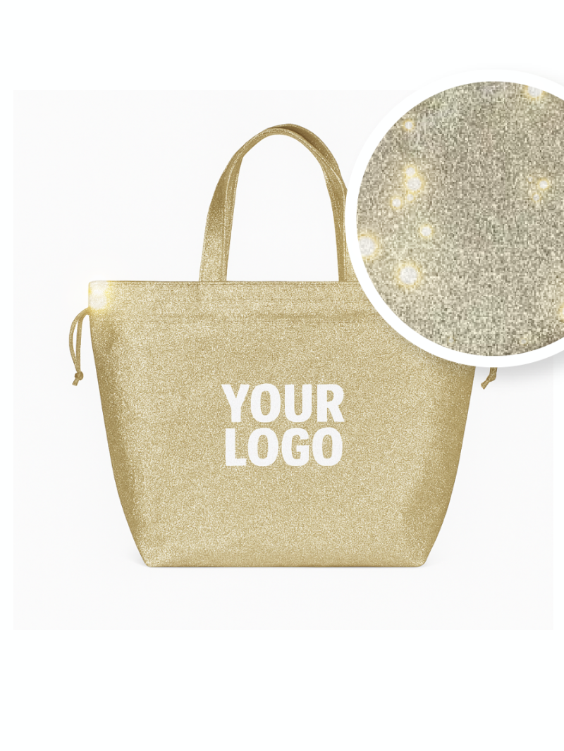 Sac Non Tissé Personnalisé Pailleté Doré – Cabas modèle Nice Disco L | Moonpack