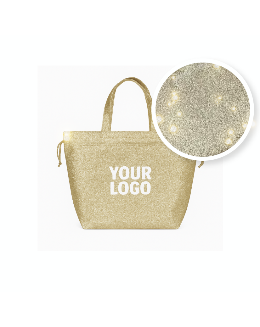 Sac Non Tissé Personnalisé Pailleté Doré – Cabas modèle Nice Disco L | Moonpack