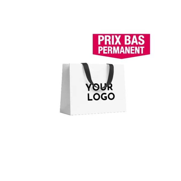 BOLSA DE PAPEL LUJO BLANCA – ASAS NEGRAS – S (25x10x20 cm)