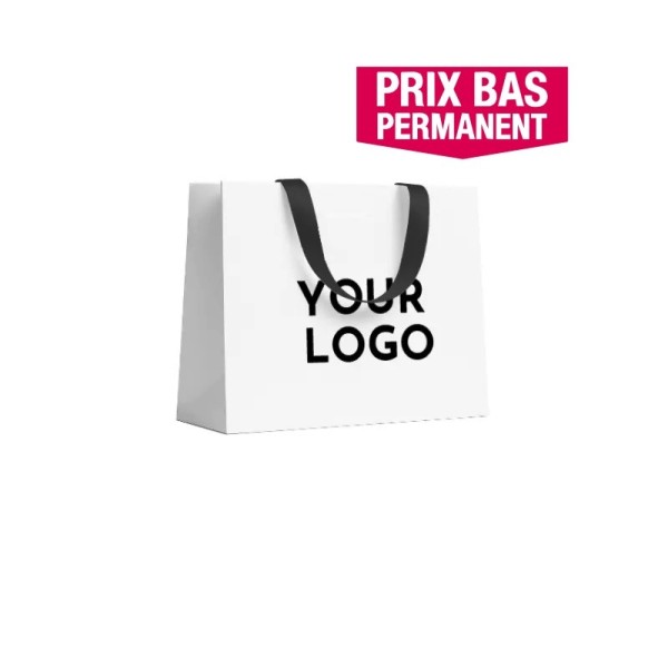 BOLSA DE PAPEL LUJO BLANCA – ASAS NEGRAS – M (35x12x25 cm)