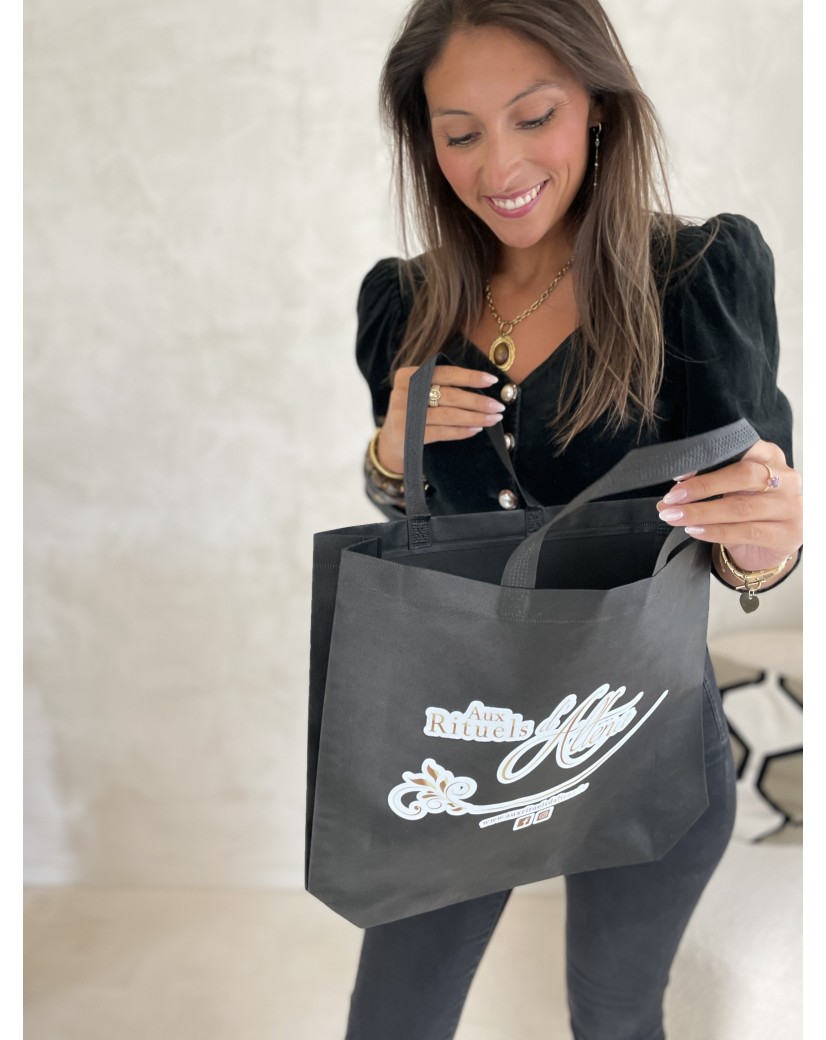 Bolsa de tela negra personalizada, barata y ecológica Bolsa de tela negra personalizada, barata y ecológica