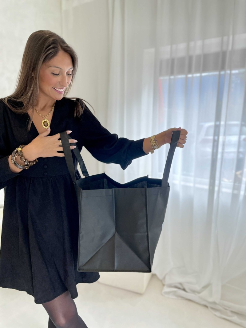 Bolsa de tela negra personalizada, barata y ecológica