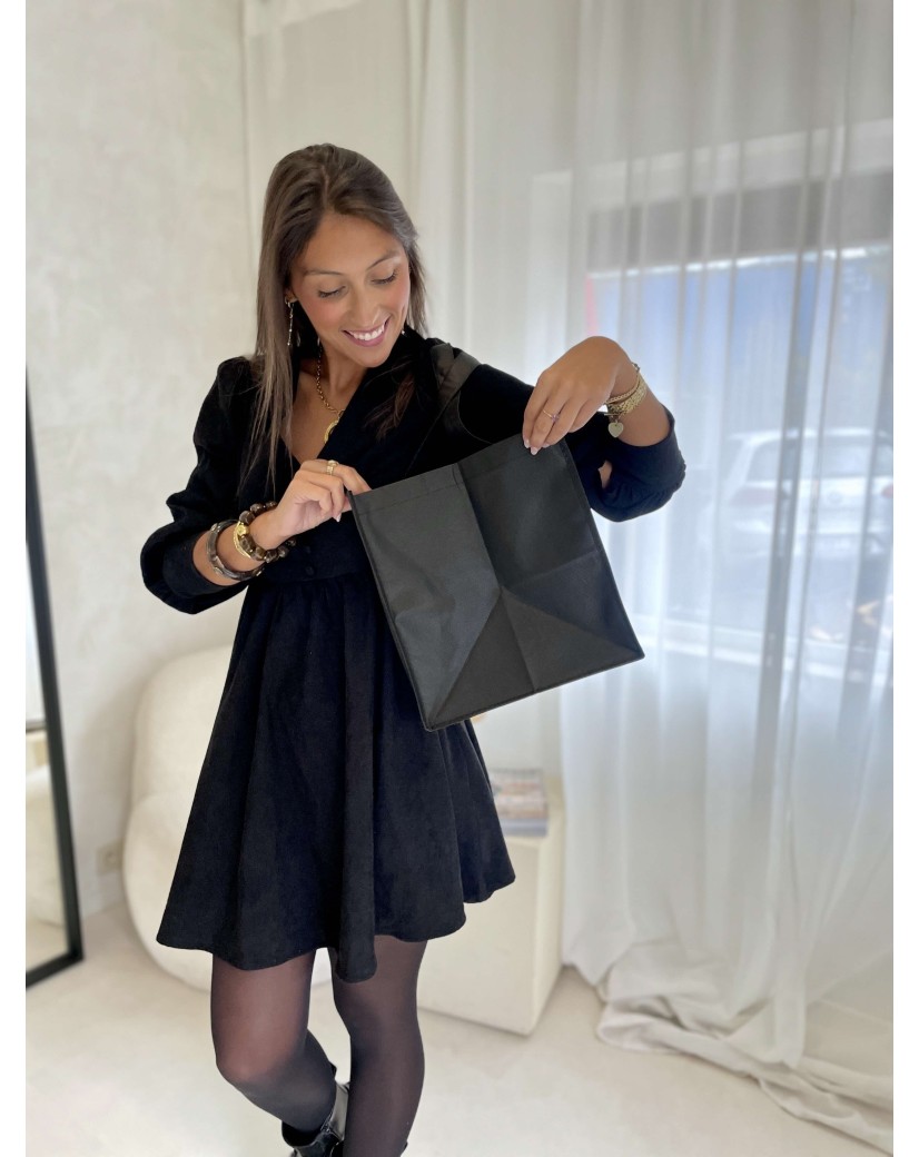 Bolsa de tela negra personalizada, barata y ecológica
