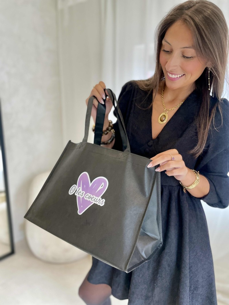 Bolsa de tela negra personalizada, barata y ecológica