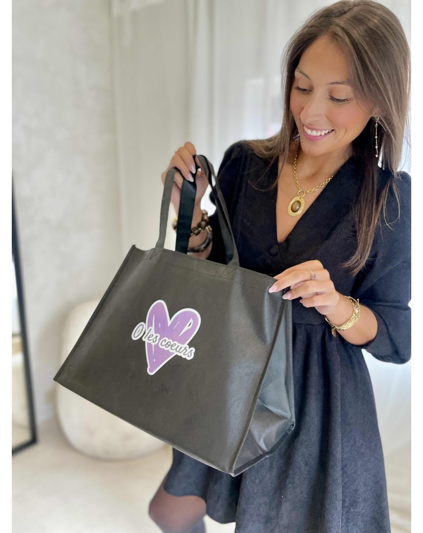 Bolsa de tela negra personalizada, barata y ecológica
