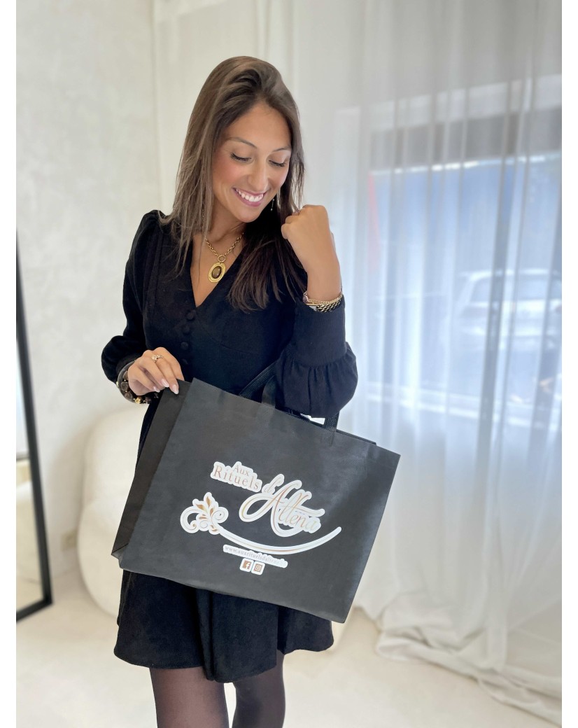 Bolsa de tela negra personalizada, barata y ecológica Bolsa de tela negra personalizada, barata y ecológica