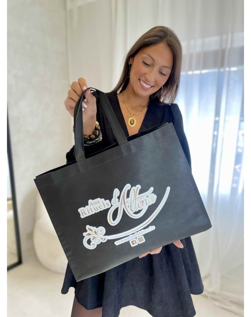 Bolsa de tela negra personalizada, barata y ecológica Bolsa de tela negra personalizada, barata y ecológica