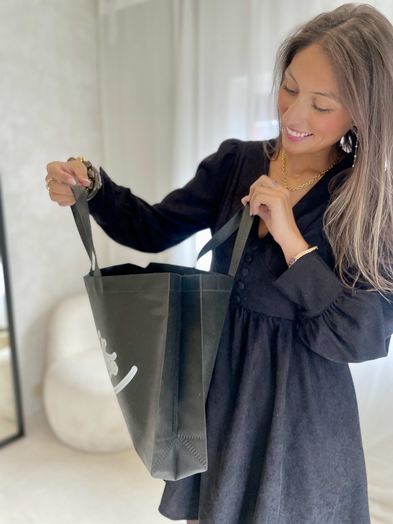 Bolsa de tela negra personalizada, barata y ecológica Bolsa de tela negra personalizada, barata y ecológica