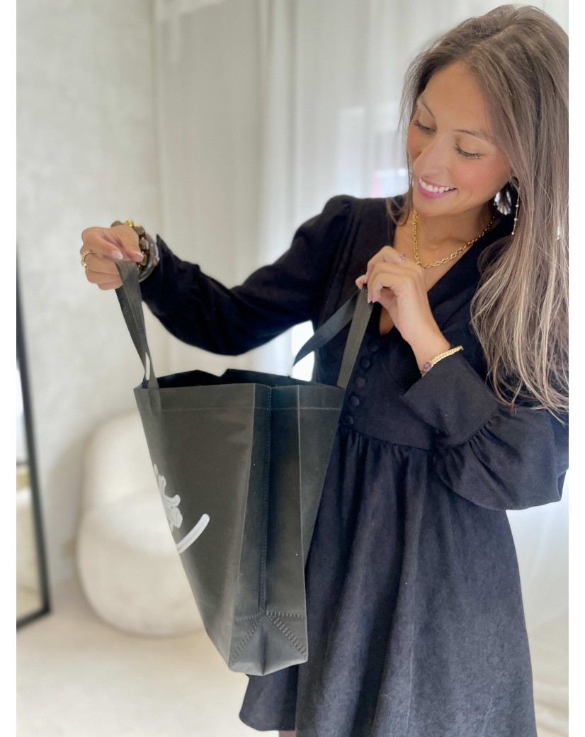 Bolsa de tela negra personalizada, barata y ecológica Bolsa de tela negra personalizada, barata y ecológica
