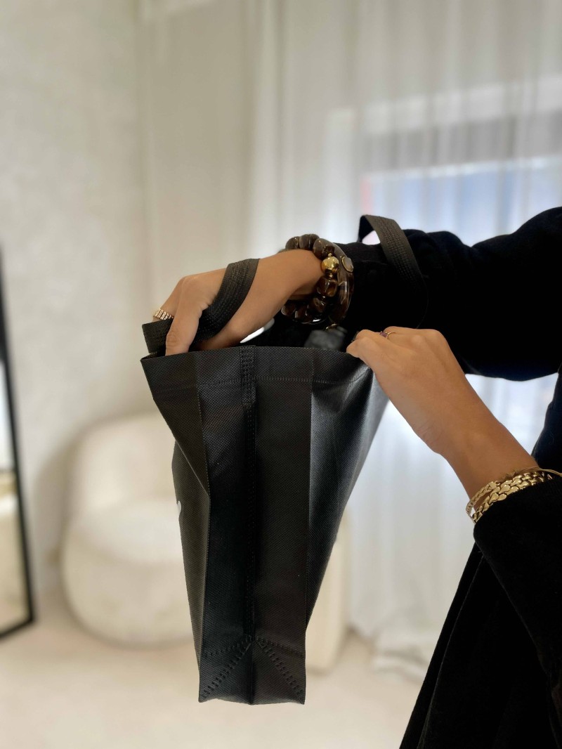 Bolsa de tela negra personalizada, barata y ecológica Bolsa de tela negra personalizada, barata y ecológica