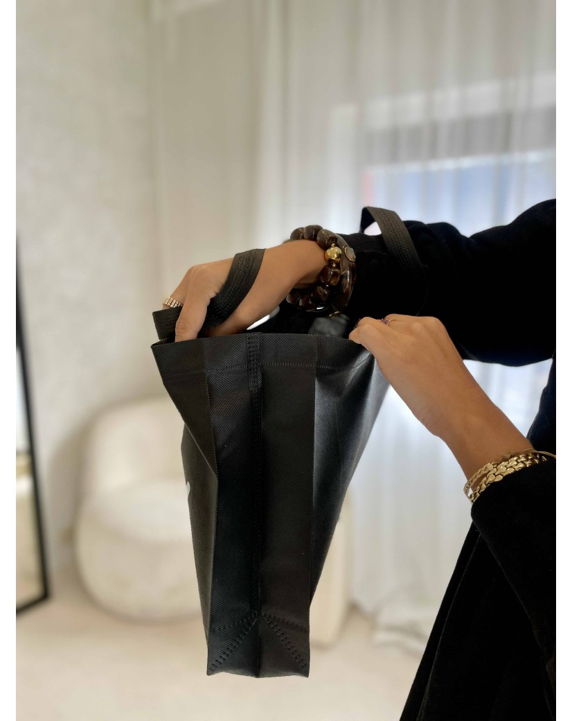Bolsa de tela negra personalizada, barata y ecológica Bolsa de tela negra personalizada, barata y ecológica