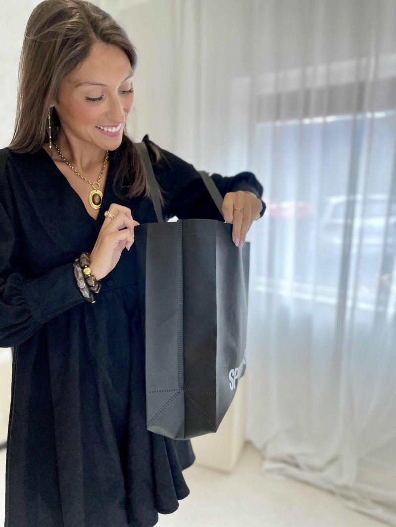 Bolsa de tela negra personalizada, barata y ecológica Bolsa de tela negra personalizada, barata y ecológica