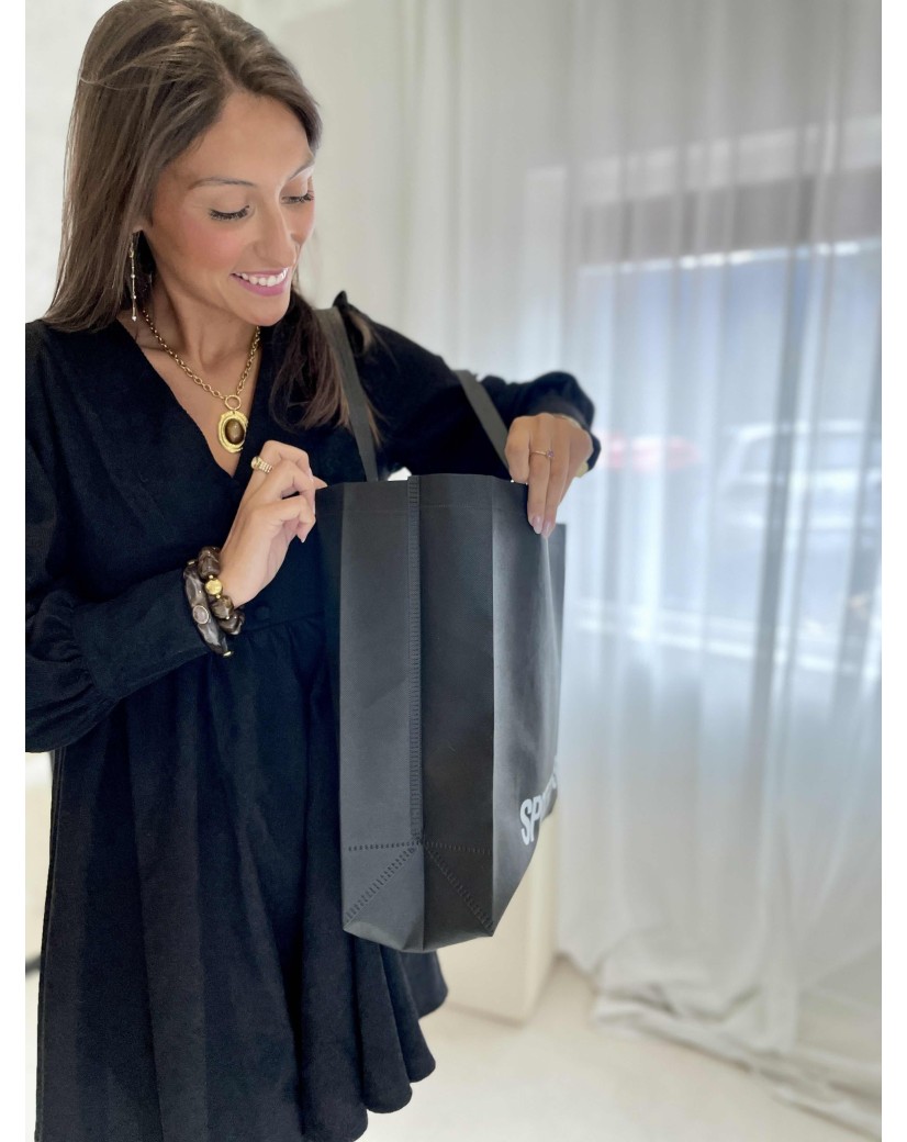 Bolsa de tela negra personalizada, barata y ecológica Bolsa de tela negra personalizada, barata y ecológica