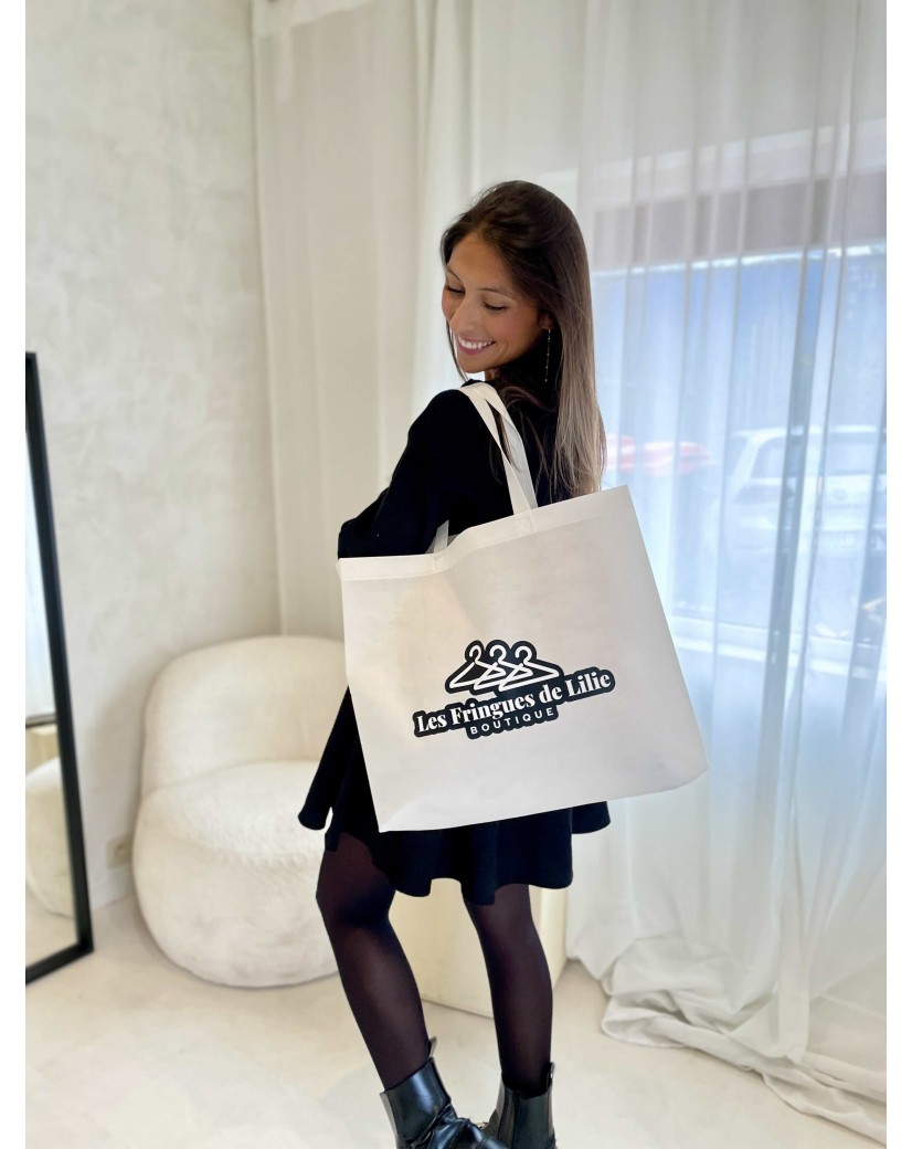 Bolsa de tela negra personalizada, barata y ecológica