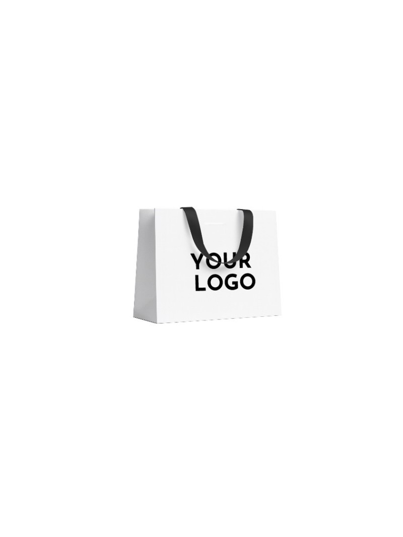 BOLSA DE PAPEL LUJO BLANCA – ASAS NEGRAS – S (25x10x20 cm) BOLSA DE PAPEL LUJO BLANCA – ASAS NEGRAS – S (25x10x20 cm)