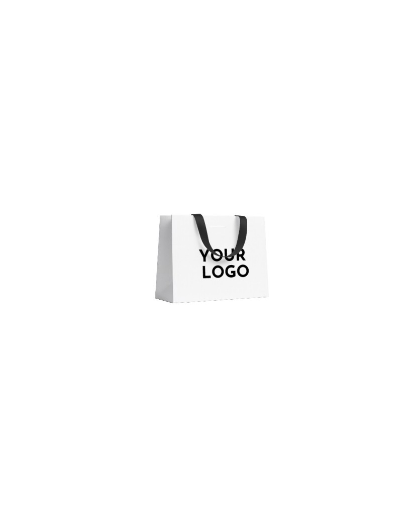 BOLSA DE PAPEL LUJO BLANCA – ASAS NEGRAS – S (25x10x20 cm) BOLSA DE PAPEL LUJO BLANCA – ASAS NEGRAS – S (25x10x20 cm)