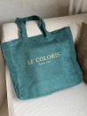 SAC OXFORD - VELOURS VERT CANARD (41,5x10x39cm)