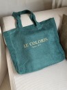 SAC OXFORD - VELOURS VERT CANARD (41,5x10x39cm)