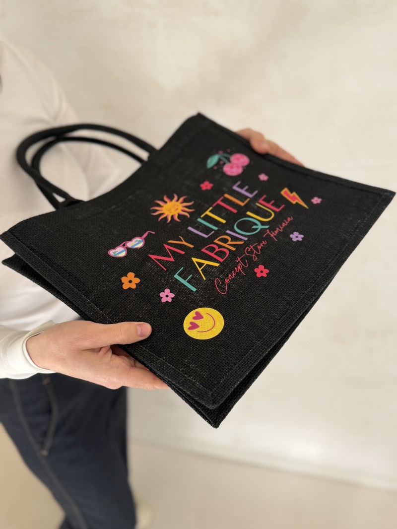 Sacs en toile de jute noir personnalisés avec votre logo - Commandez maintenant