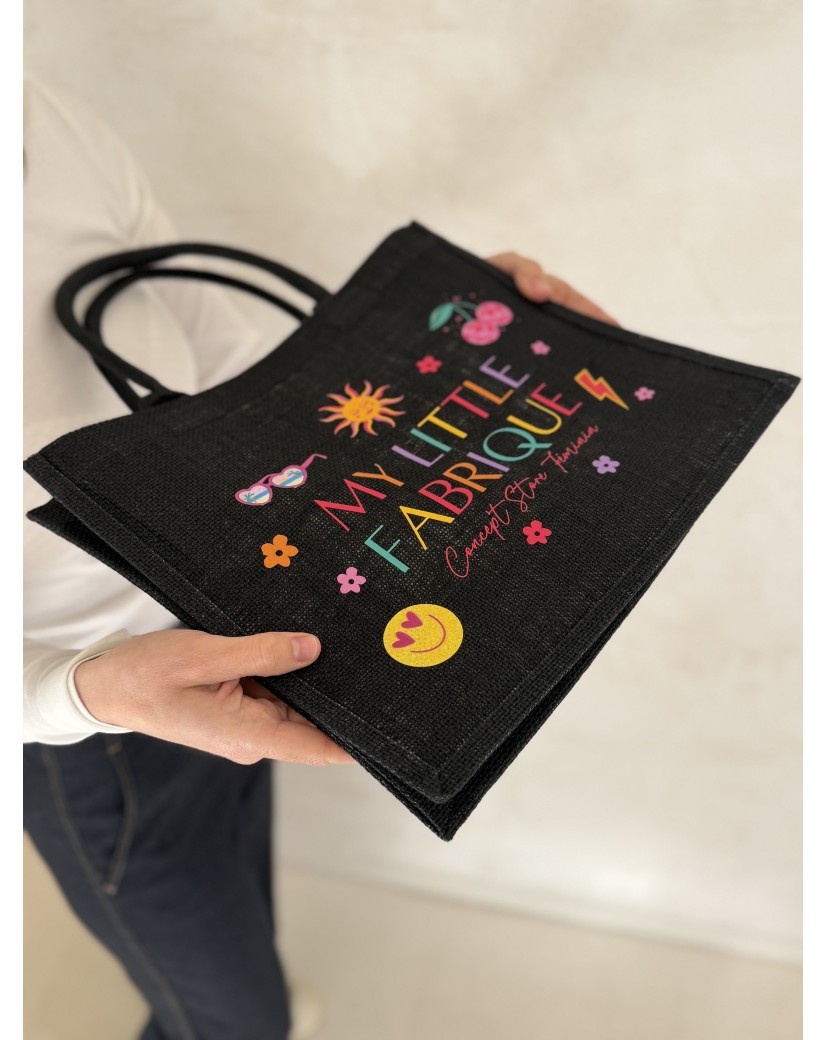 Sacs en toile de jute noir personnalisés avec votre logo - Commandez maintenant