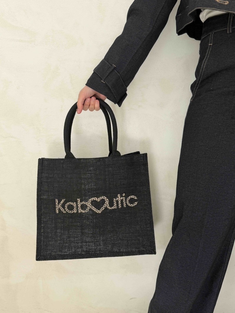 Black burlap bags customized with your logo - Order now