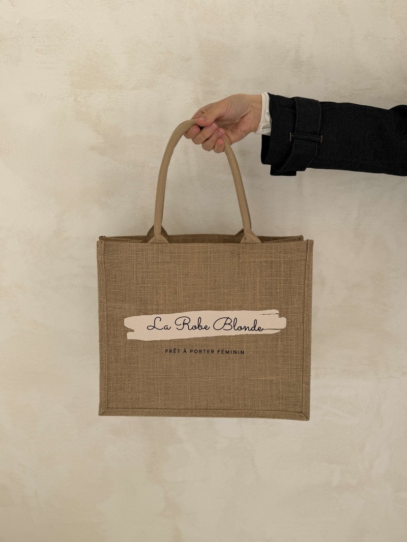Sac en toile de jute personnalisé avec impression de votre design - Commandez maintenant.