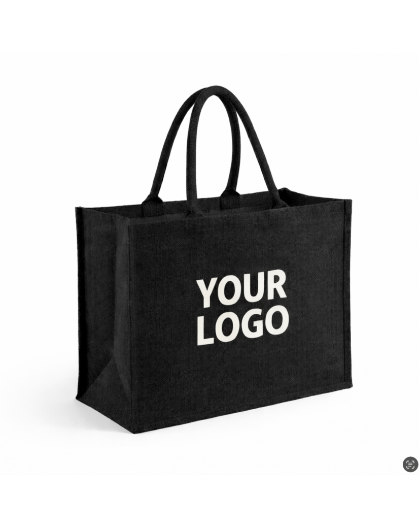 Bolsas de arpillera negras personalizadas con su logotipo - Pedir ahora