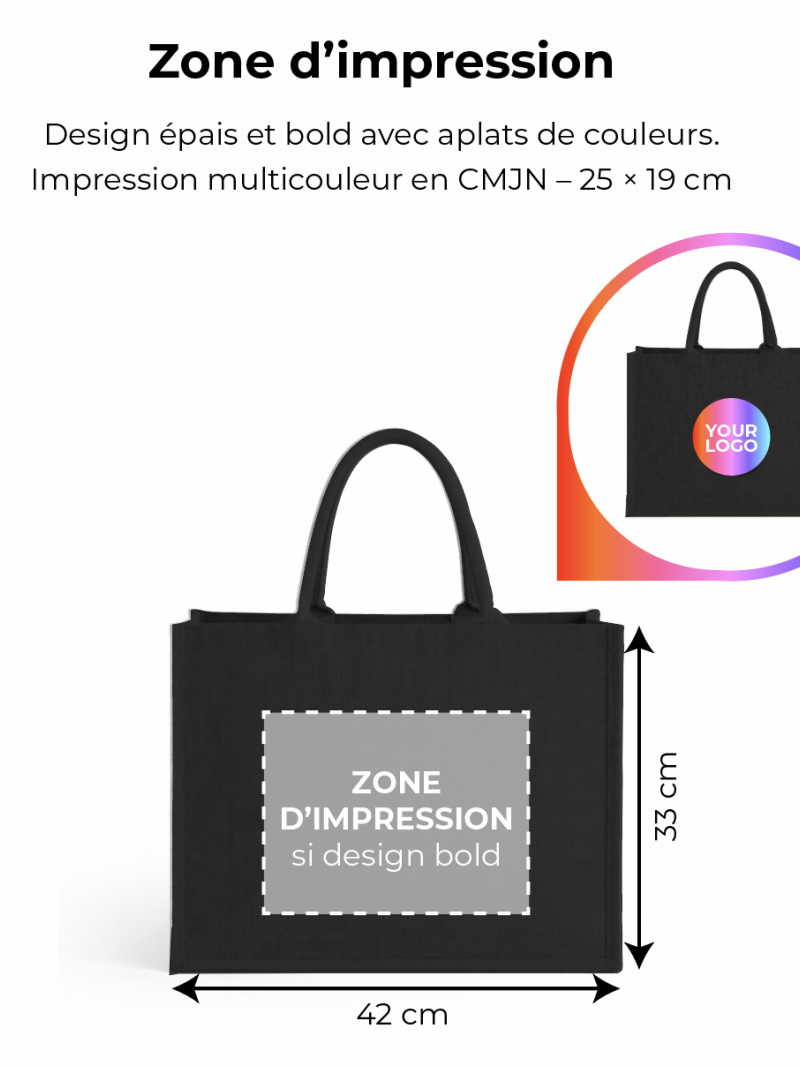 Black burlap bags customized with your logo - Order now