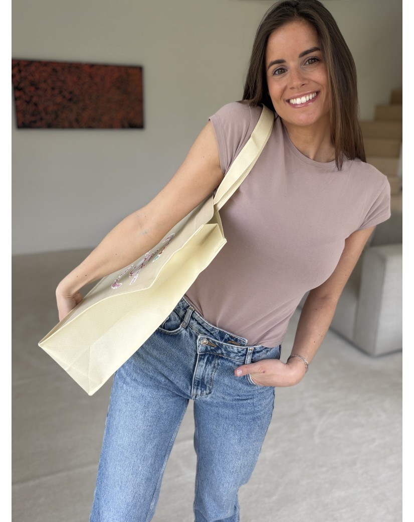 NONWOVEN DRAAGTAS "LYON" - BEIGE XL (55X14X40CM)