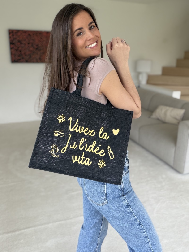 Schwarze Jutebeutel mit Ihrem Logo personalisiert - Jetzt bestellen