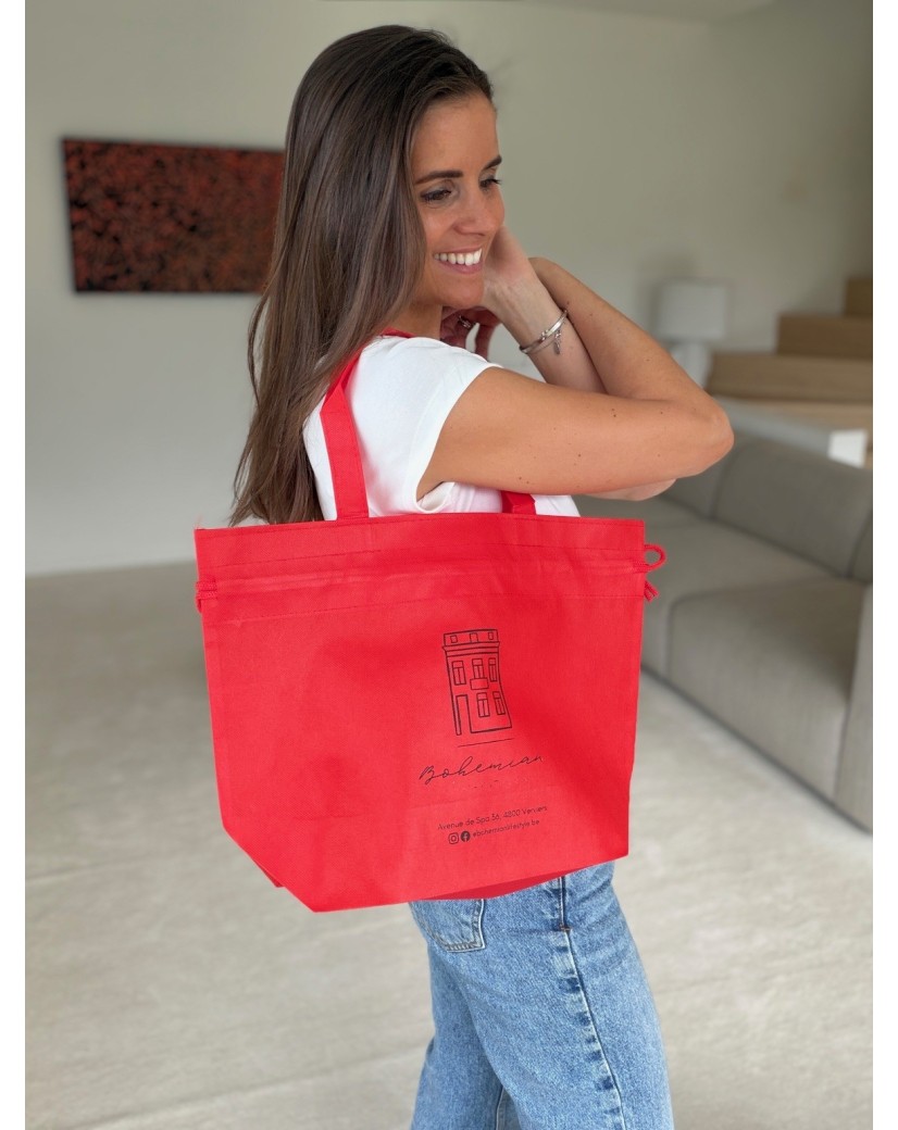 Sac Non Tissé Personnalisé Rouge – Cabas Publicitaire modèle Nice M | Moonpack
