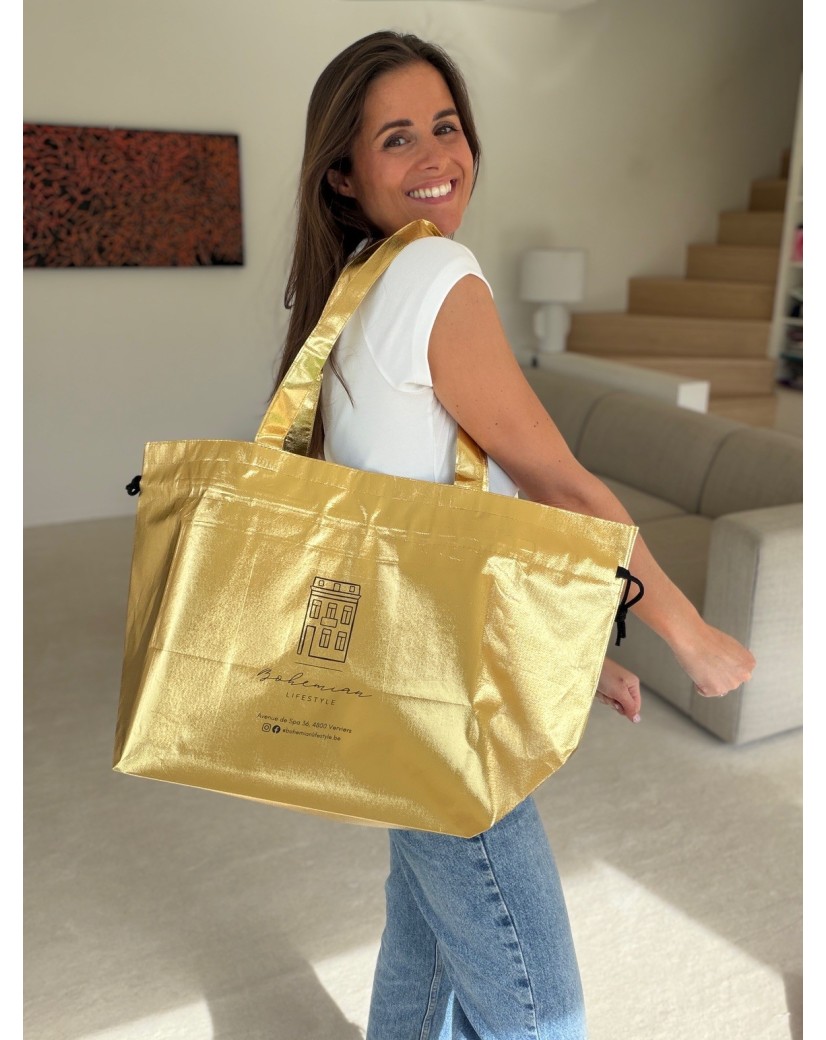 Sac Non Tissé Personnalisé Doré Métallisé – Cabas modèle Nice L