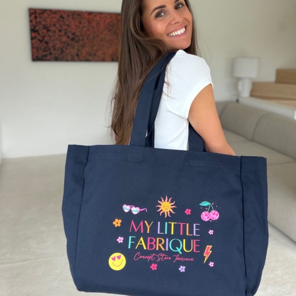 COTTON BAG "NANCY" – NAVY (43x15x36cm)