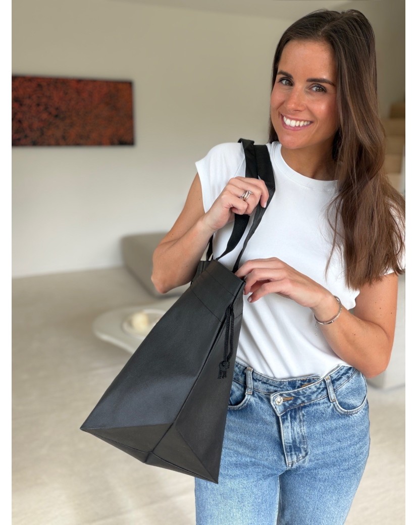 Sac Non Tissé Personnalisé Noir – Cabas Publicitaire modèle Nice L | Moonpack