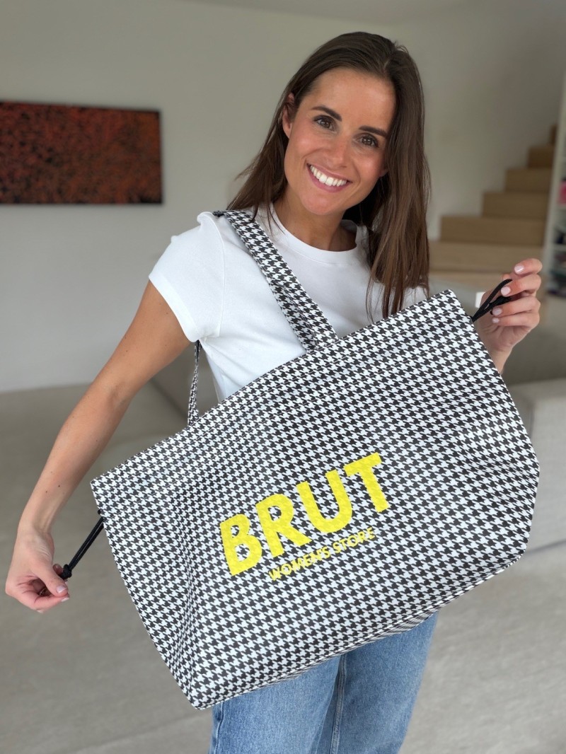 SAC NICE PIED-DE-POULE - L 🖤 (58x24x35cm)