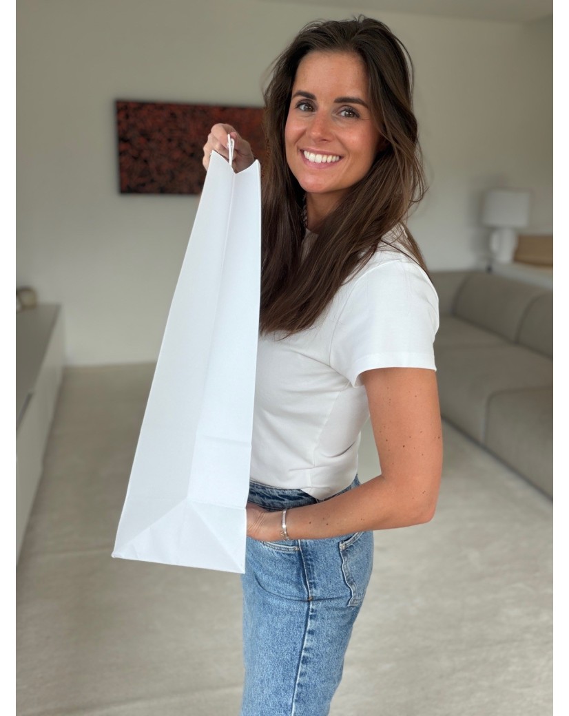 Weiße Papiertüten mit Kordelgriffen – Größe XXL (54×14×45 cm)