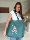 SAC OXFORD - VELOURS VERT CANARD (41,5x10x39cm)
