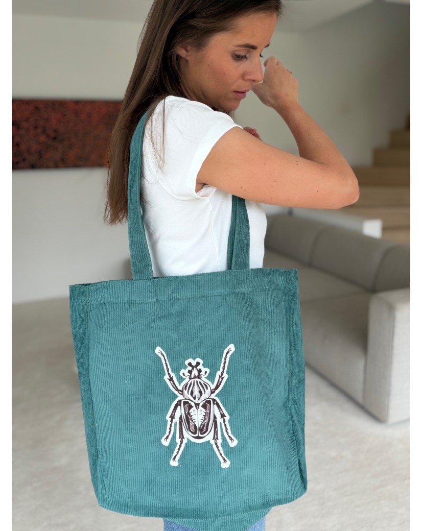 DRAAGTAS OXFORD - RIBFLUWEEL GROENBLAUW (41,5x10x39cm)