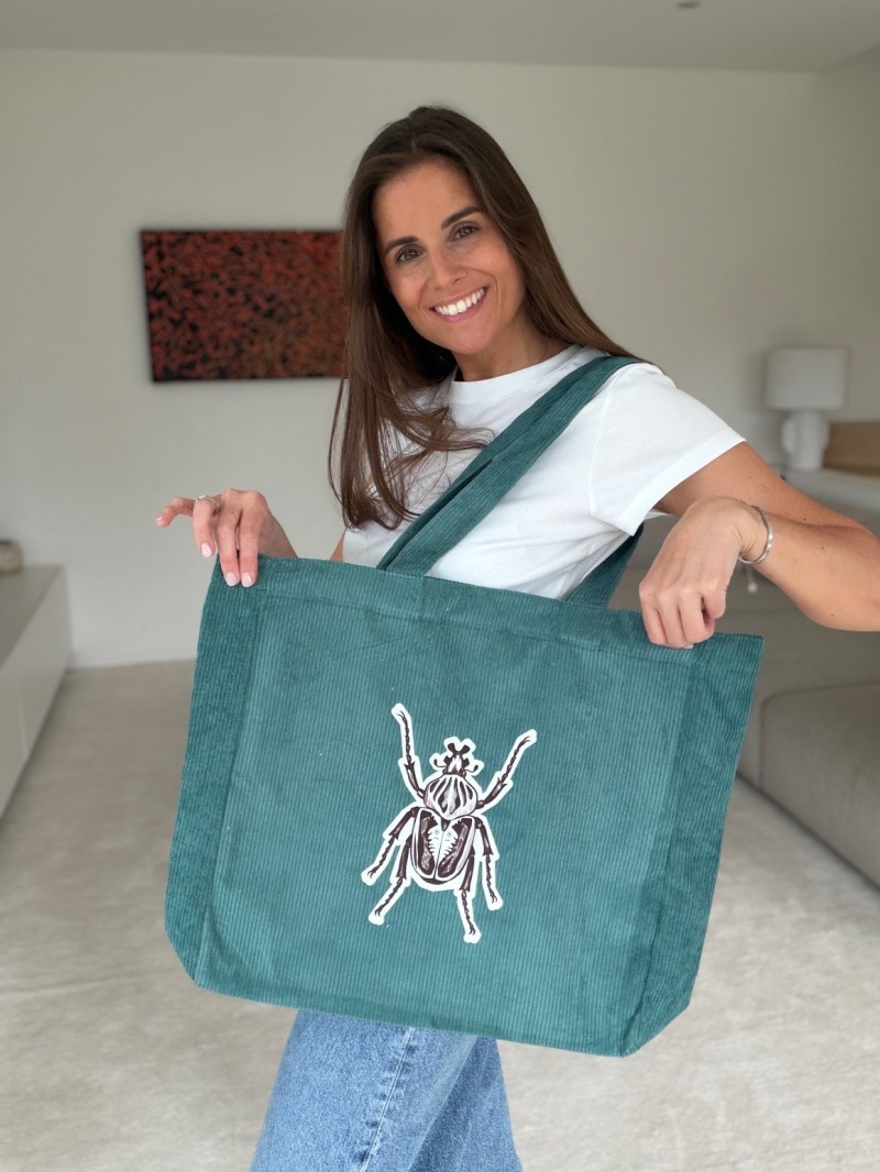 DRAAGTAS OXFORD - RIBFLUWEEL GROENBLAUW (41,5x10x39cm)