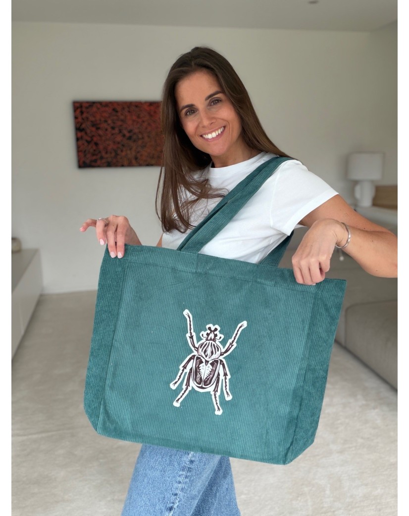 DRAAGTAS OXFORD - RIBFLUWEEL GROENBLAUW (41,5x10x39cm)