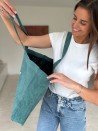 SAC OXFORD - VELOURS VERT CANARD (41,5x10x39cm)