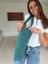 SAC OXFORD - VELOURS VERT CANARD (41,5x10x39cm)