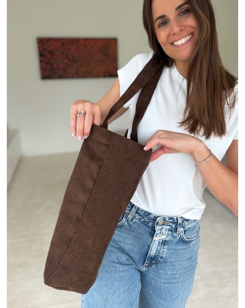 DRAAGTAS OXFORD - RIBFLUWEEL BRUIN (41,5X10X39CM)