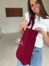 SAC OXFORD - VELOURS BORDEAUX (41,5x10x39cm)
