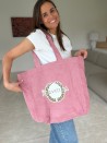 SAC OXFORD - VELOURS ROSE (41,5x10x39cm)