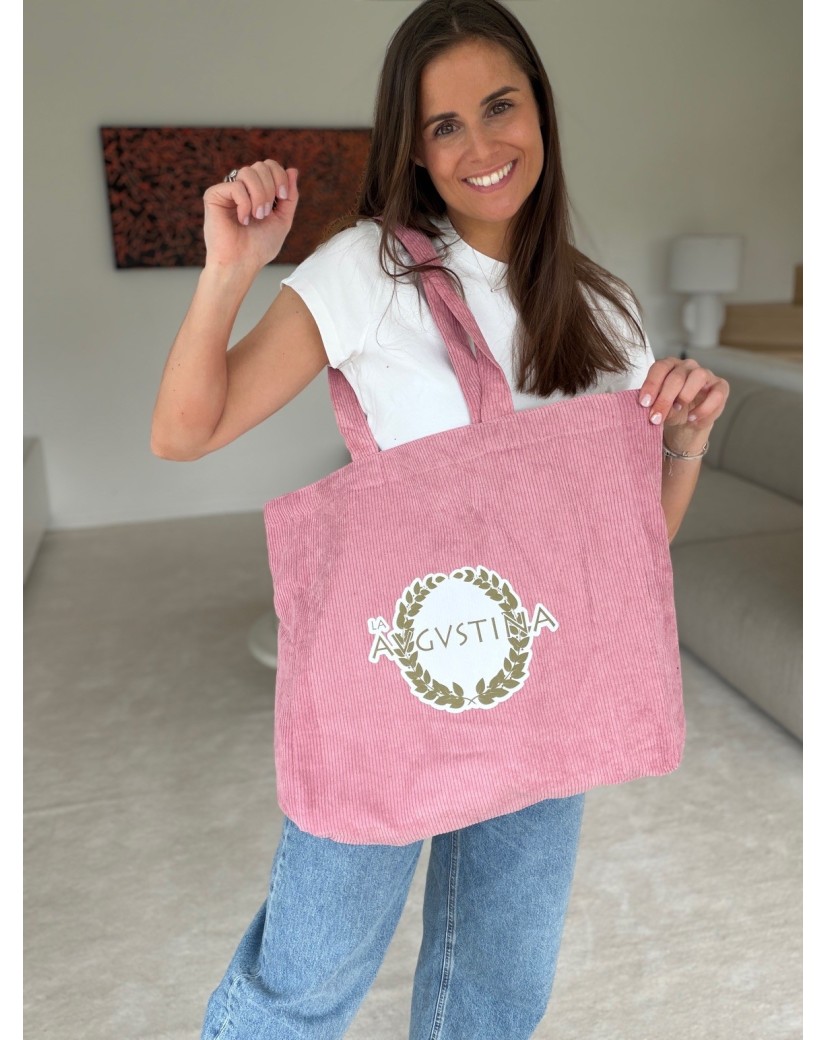 DRAAGTAS OXFORD - RIBFLUWEEL ROZE (41,5x10x39cm)