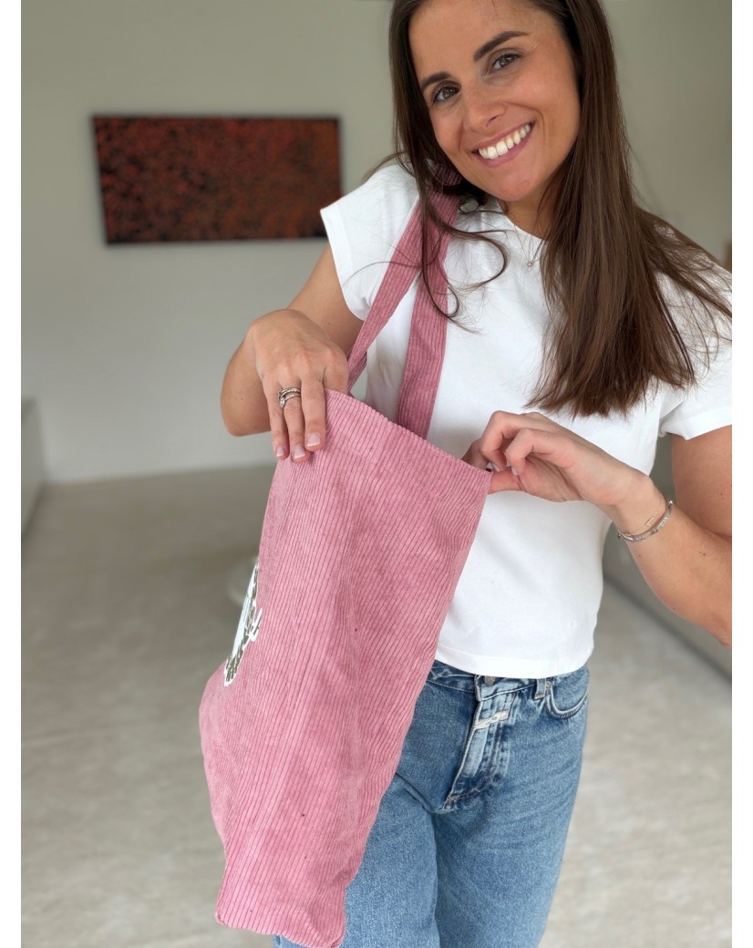 DRAAGTAS OXFORD - RIBFLUWEEL ROZE (41,5x10x39cm)