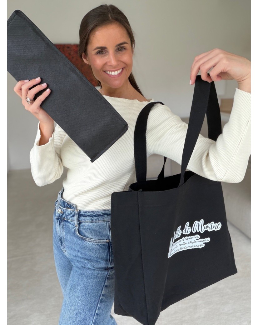 DRAAGTAS "NANCY" - Katoen Zwart (43x15x36cm)