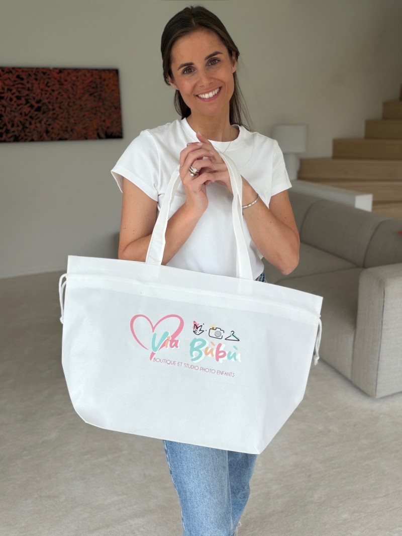 Sac Non Tissé Personnalisé Blanc – Cabas Publicitaire modèle Nice L